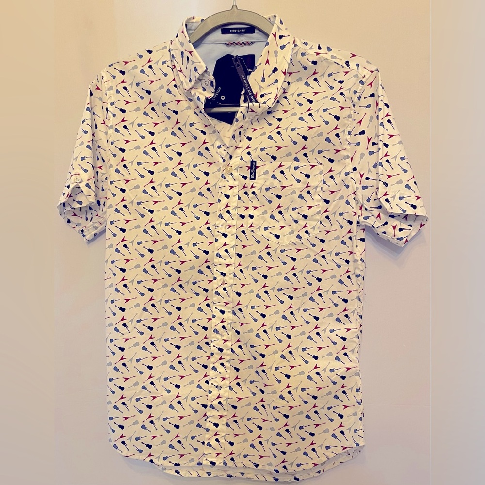 Ben Sherman Mens Button Down Cotton SS Guitar Medium